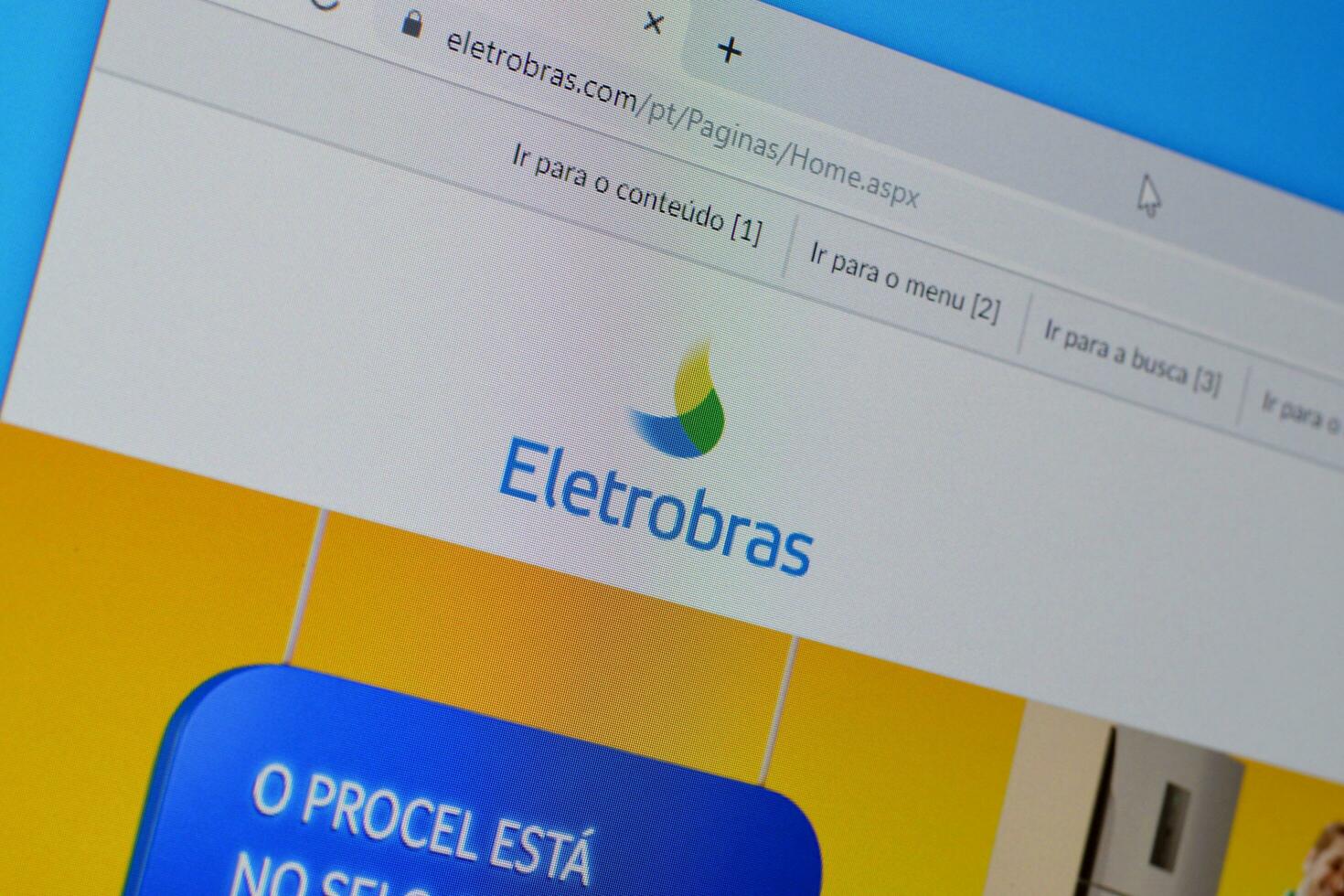 Homepage of eletrobras website on the display of PC, url - eletrobras.com. photo
