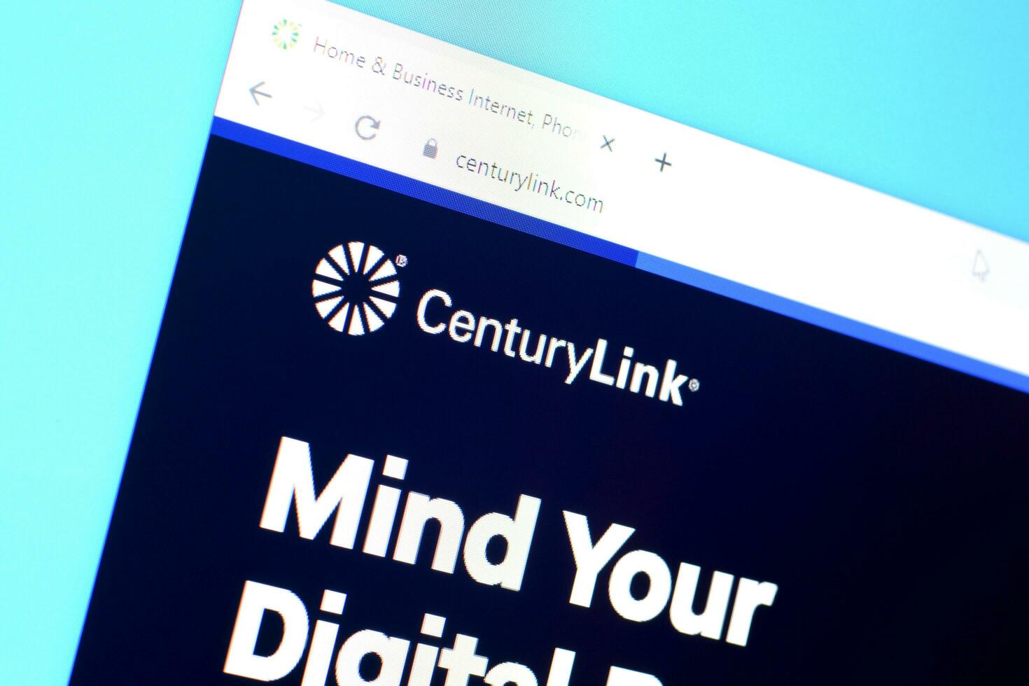 Homepage of centurylink website on the display of PC, url - centurylink.com. photo