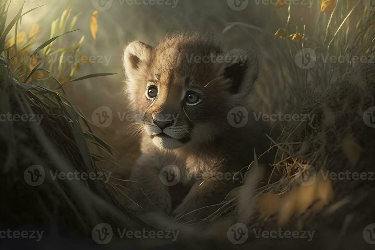 cute little lion cub. Neural network AI generated photo