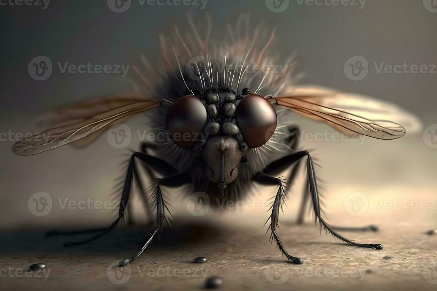 Exotic Drosophila Fruit Fly Diptera closeup. Neural network AI generated photo