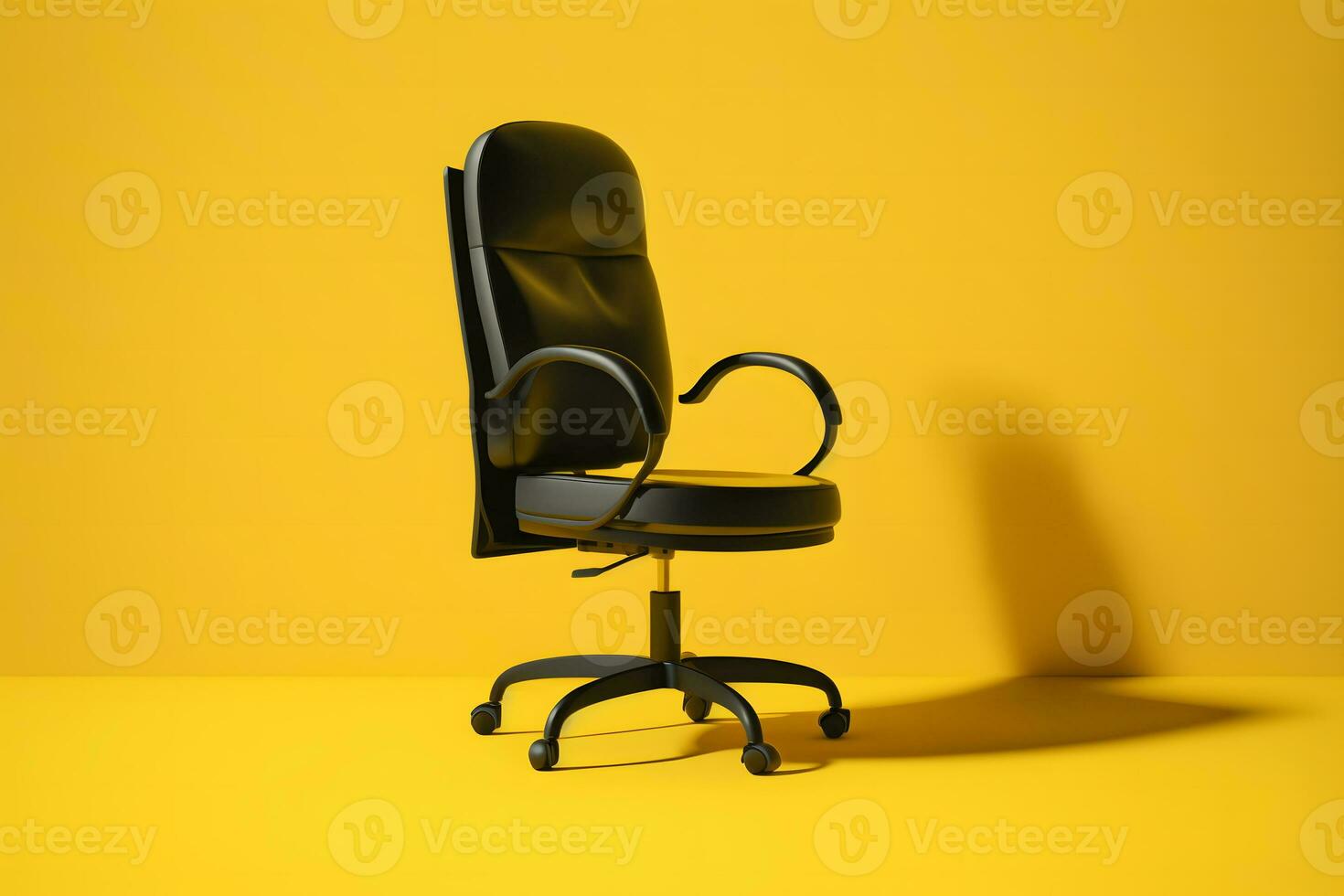 Office chair on yellow background. Neural network AI generated photo