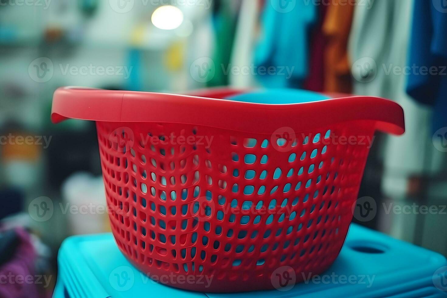 laundry basket in the laundry room. Neural network AI generated photo