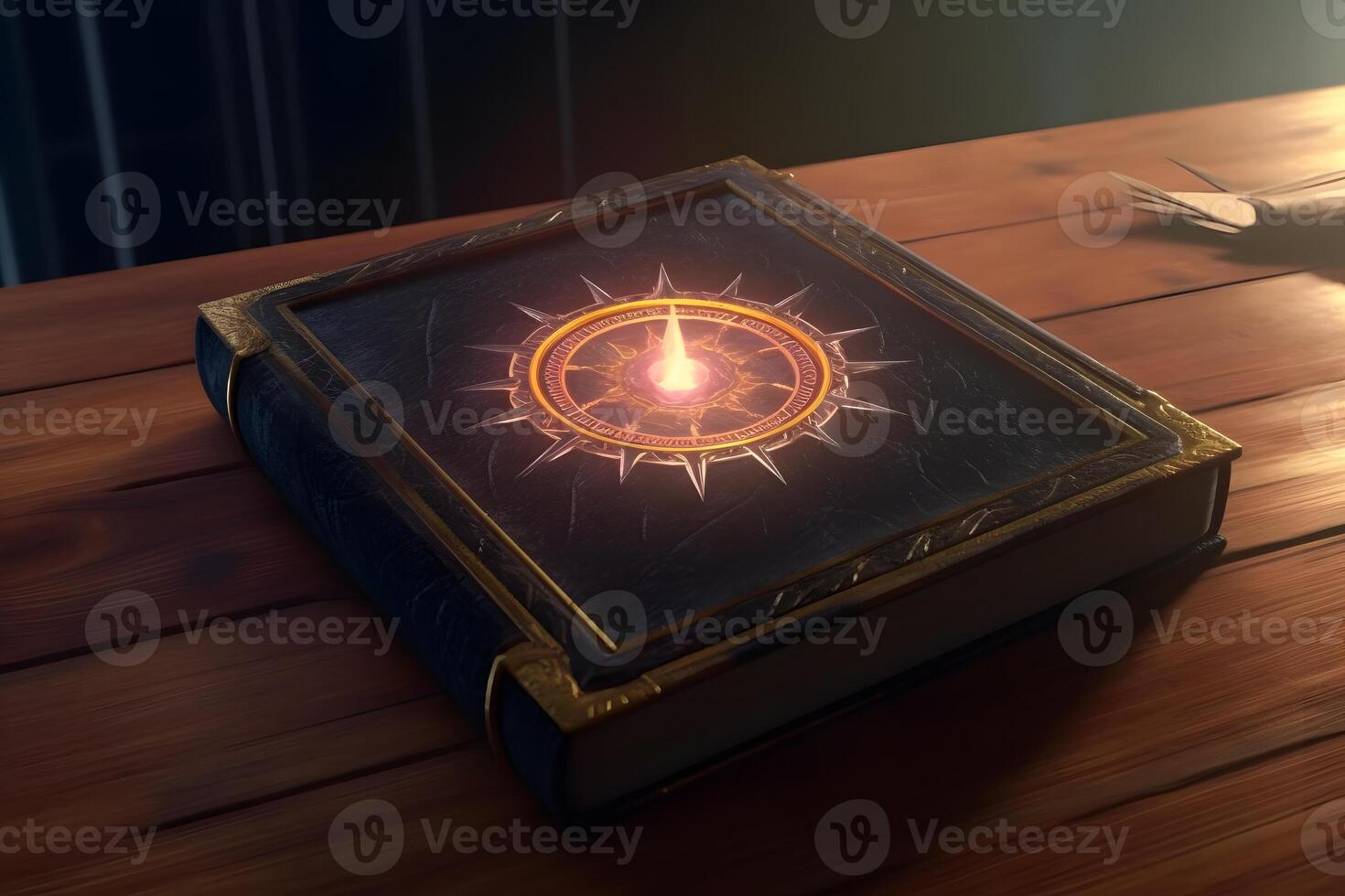 Witch book of magic. Neural network AI generated photo