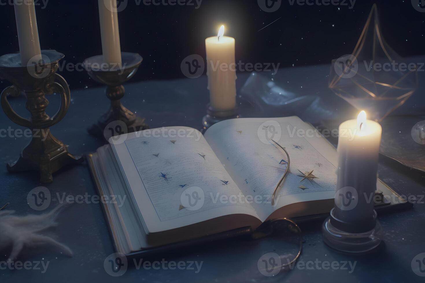 Witch book of magic. Neural network AI generated photo