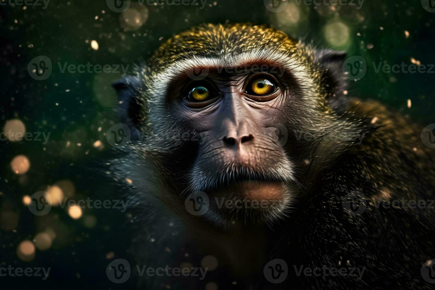 Monkey portrait. Neural network AI generated photo