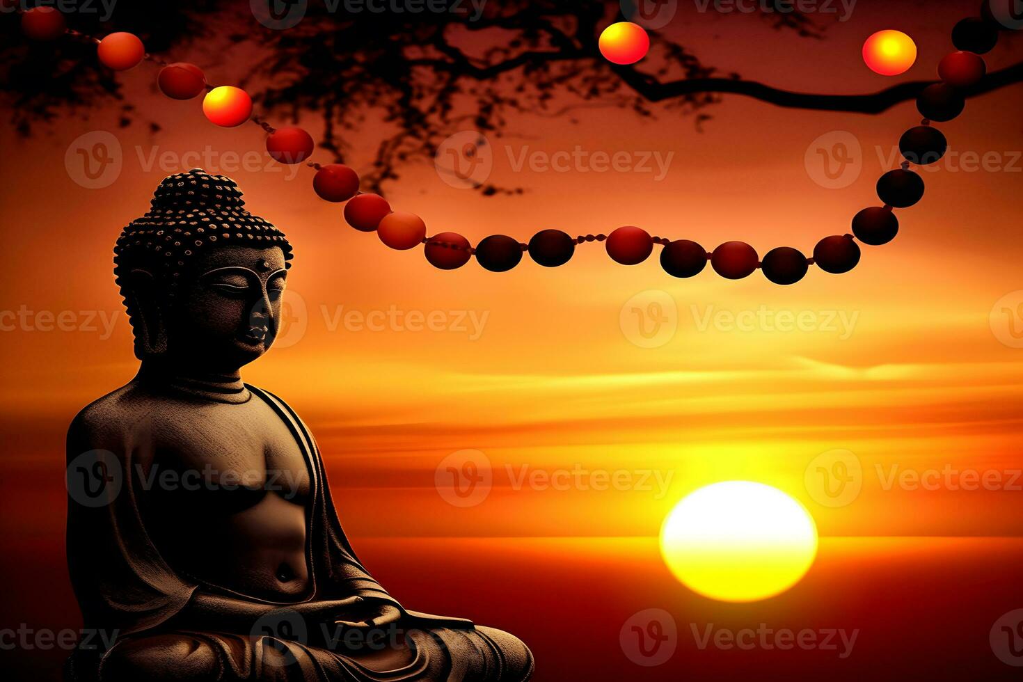 Buddha statue close-up in beautiful light. Close up of a Buddha figurine. Neural network AI generated photo