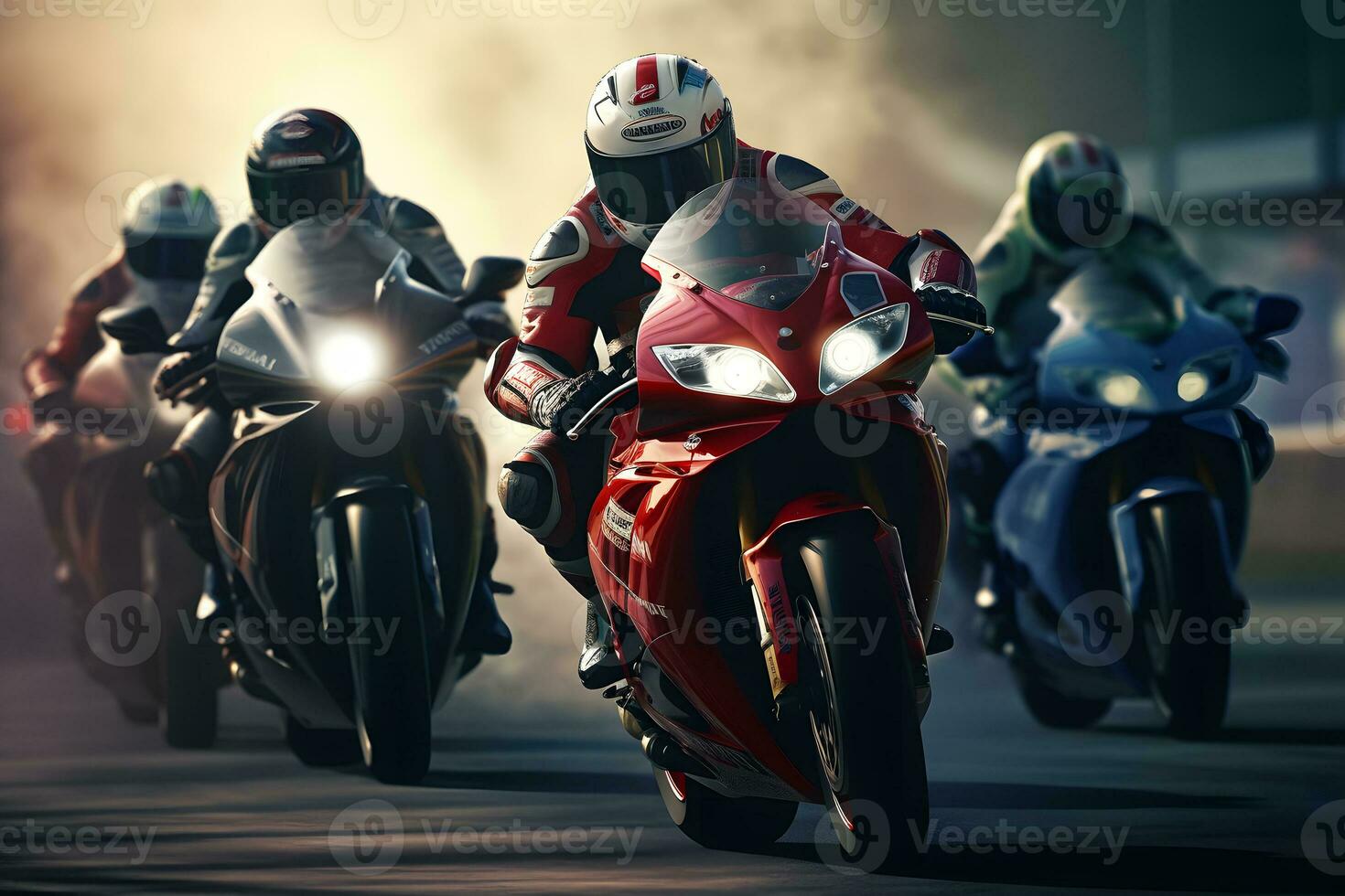 Professional motorcycle racers. Neural network AI generated photo