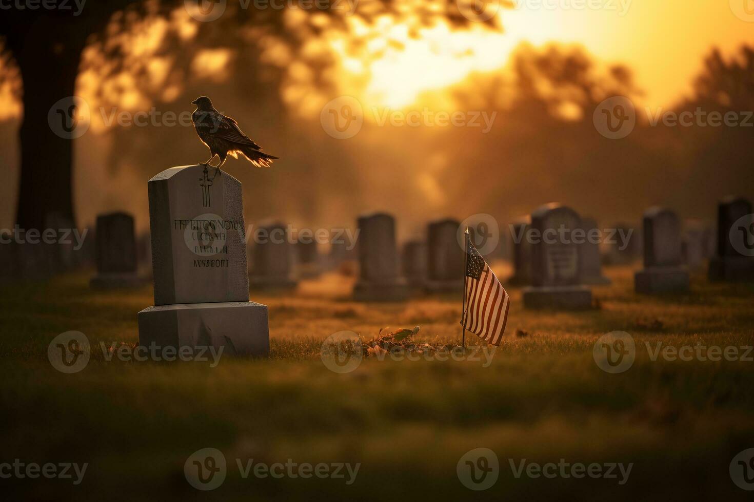 Eagle at American Cemetery. Neural network AI generated photo