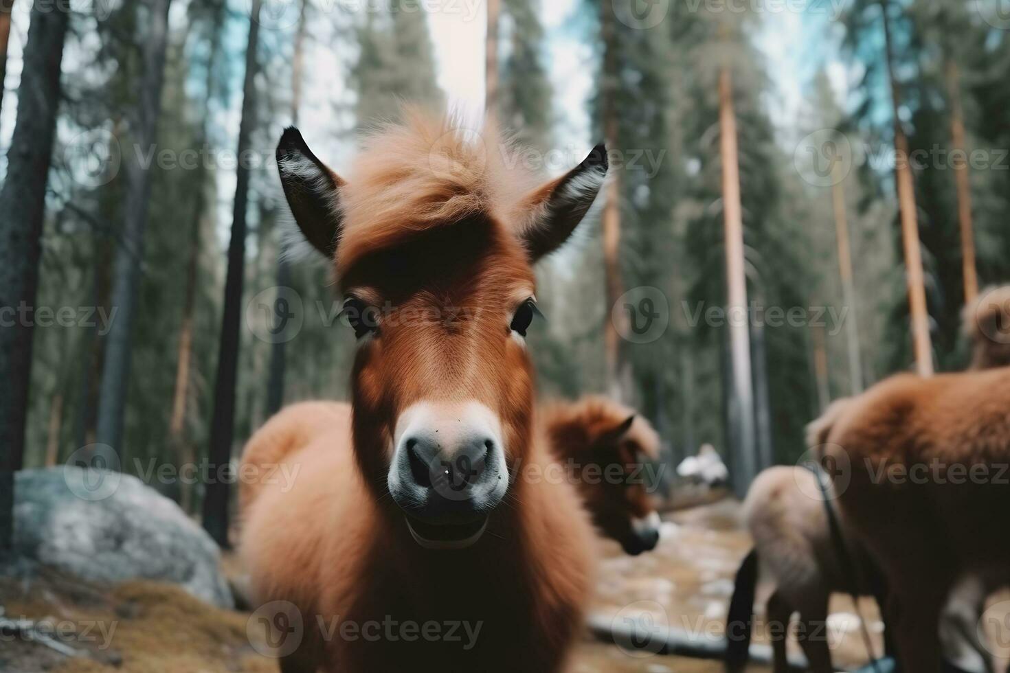 Cute little funny pony. Neural network AI generated photo