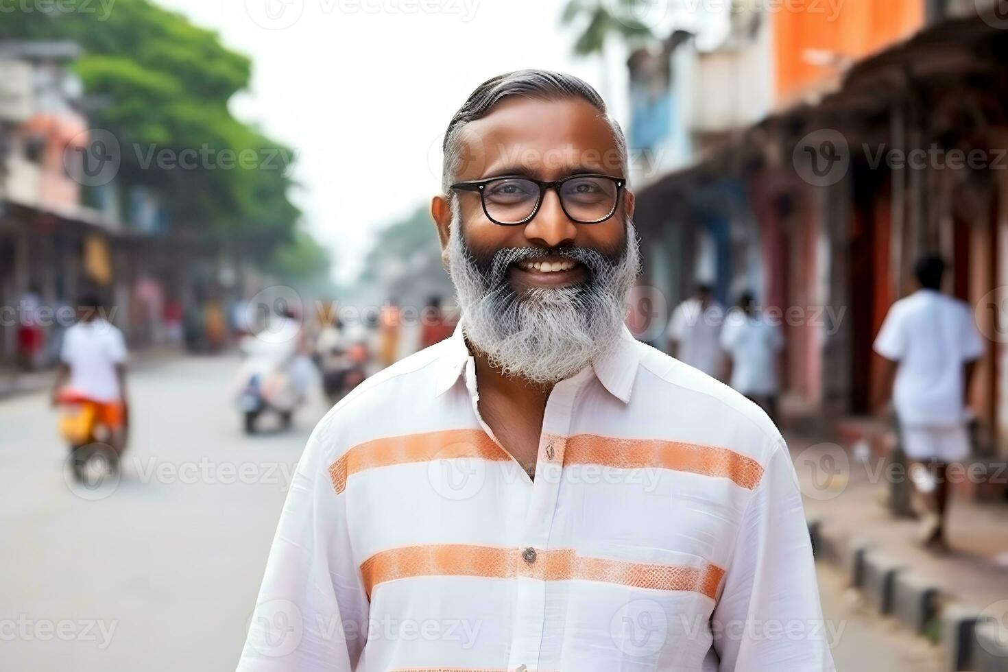 Portrait of an old Hindu man. Neural network AI generated photo
