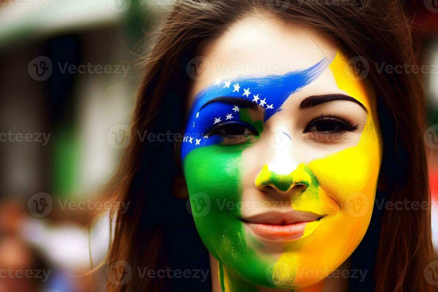 Brazilian Carnival. Young woman enjoying the carnival party. Neural network AI generated photo