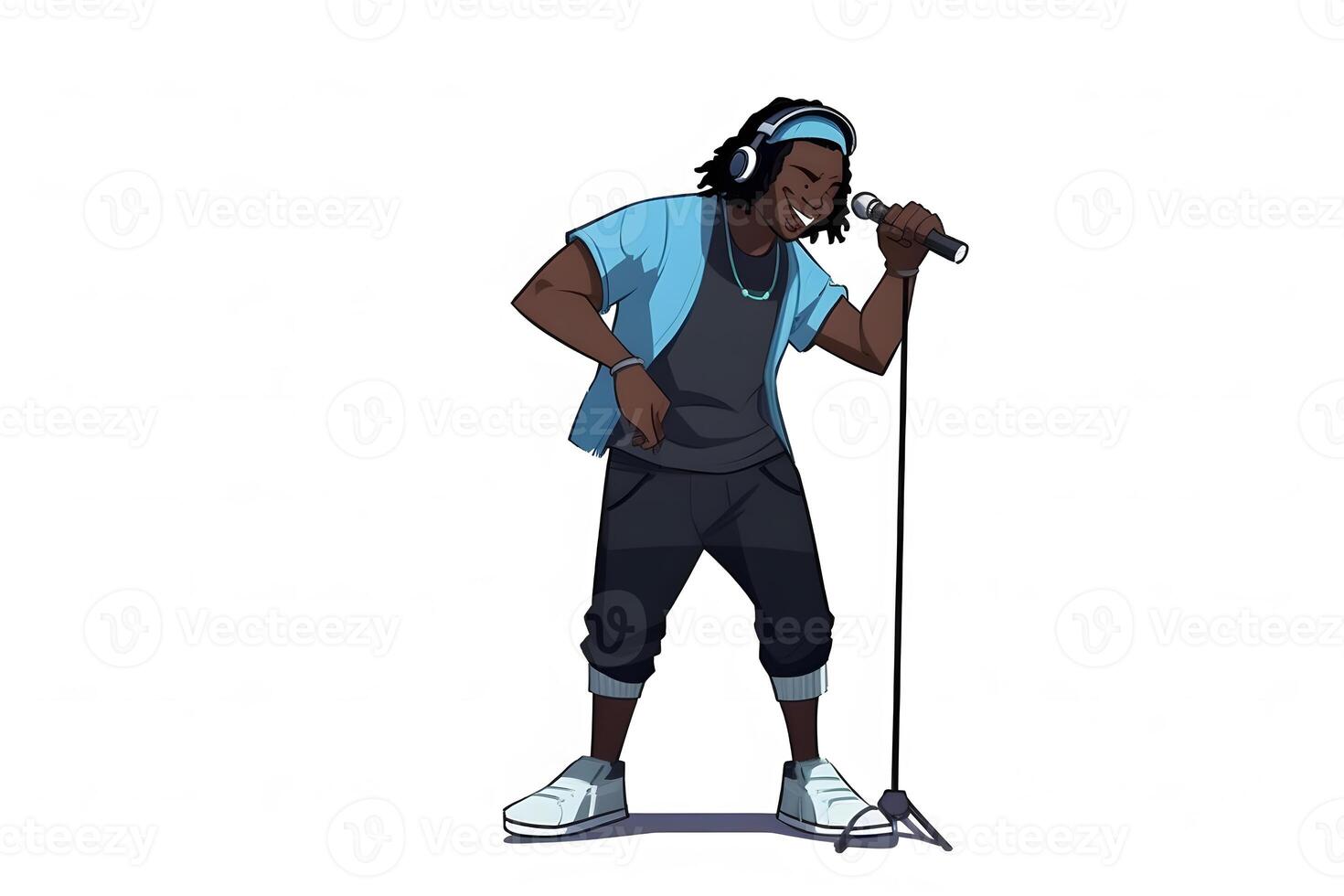 Cartoon style guy rapper. Neural network AI generated photo