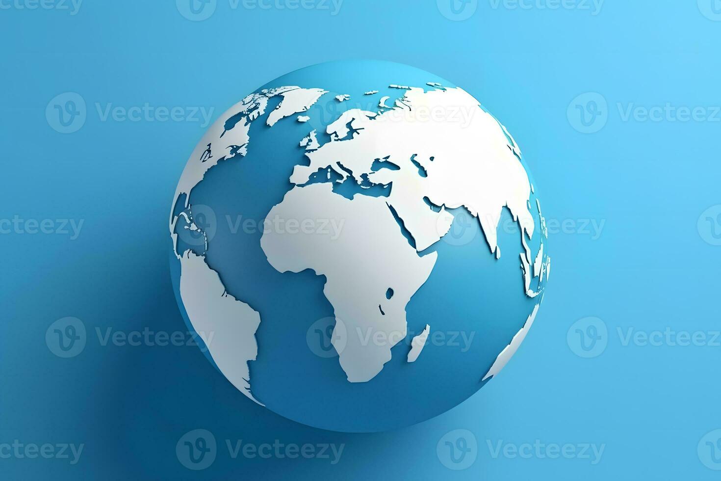 Globe blue background. Neural network AI generated photo