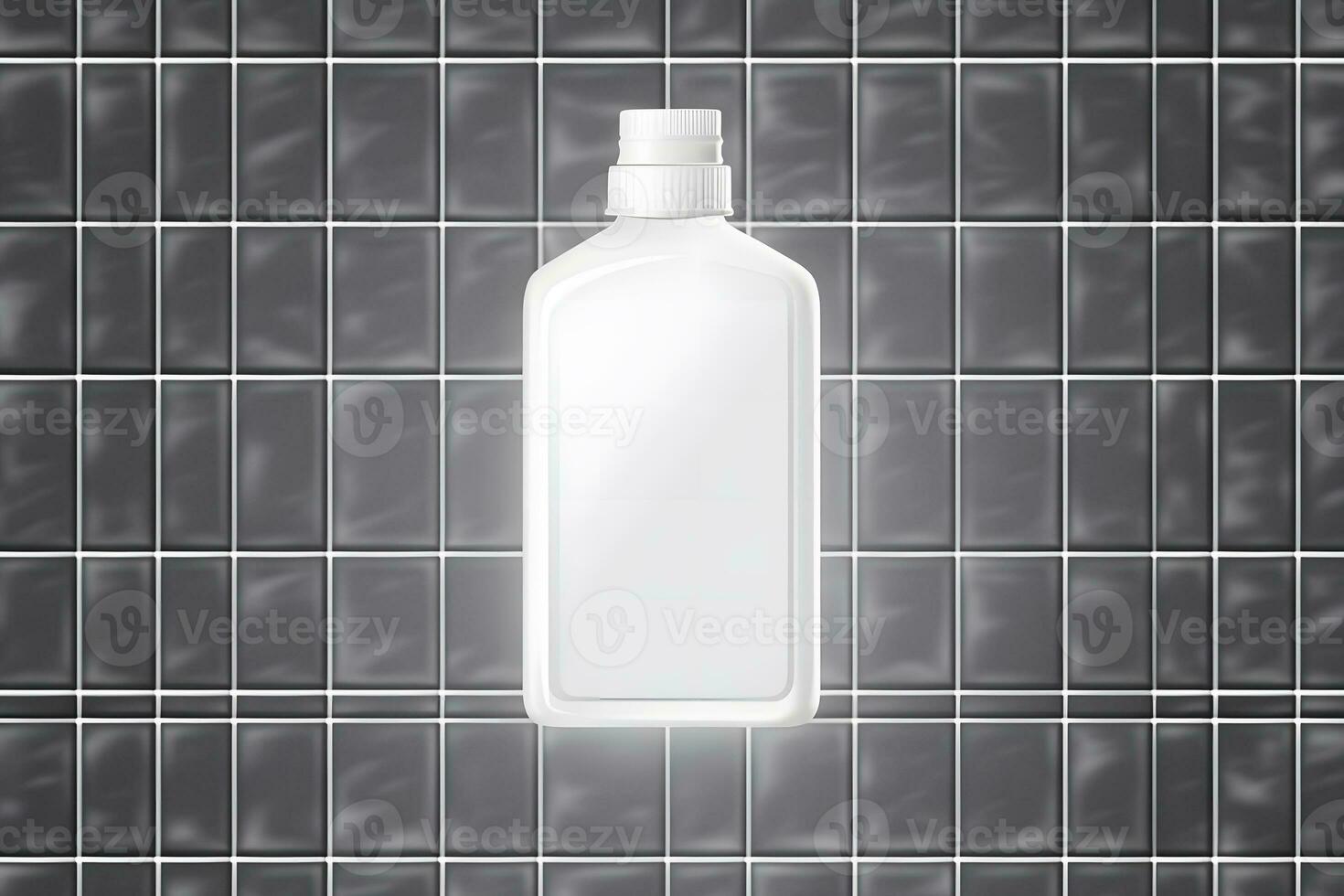 White cosmetic shampoo dispenser bottle mockup. Neural network AI generated photo