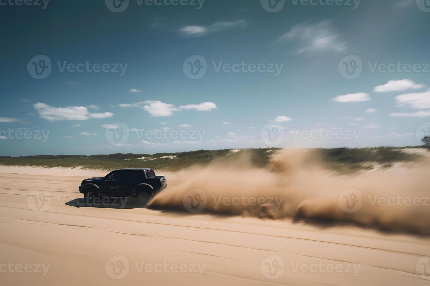 Suv car in dessert. Neural network AI generated photo