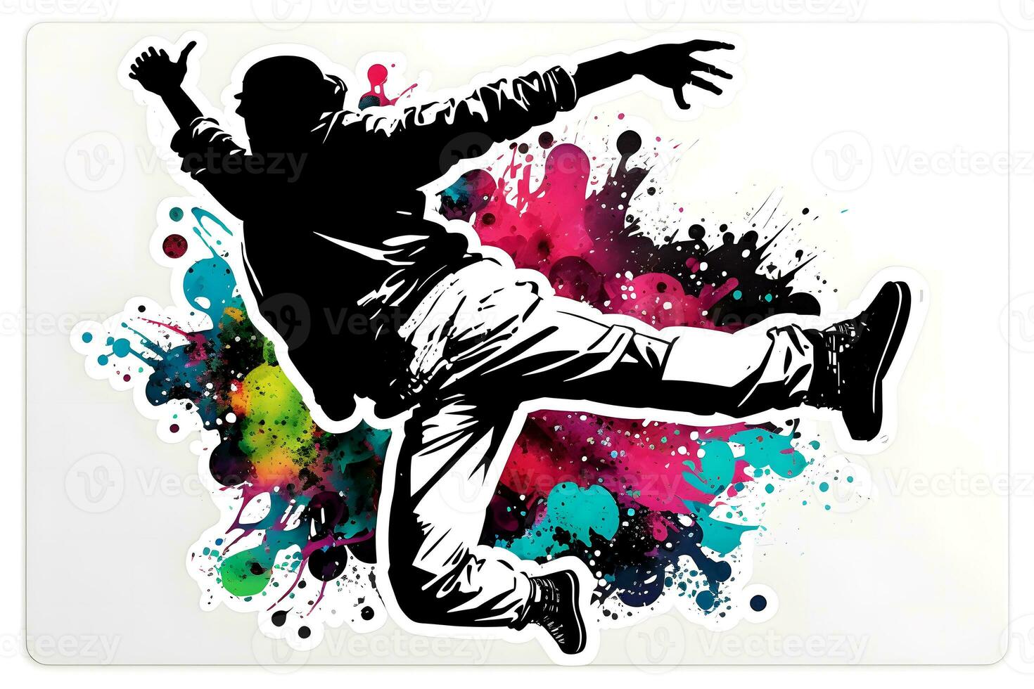 africano americano cadera salto bailarín ejecutando en acuarela chapoteo antecedentes. neural red generado Arte foto