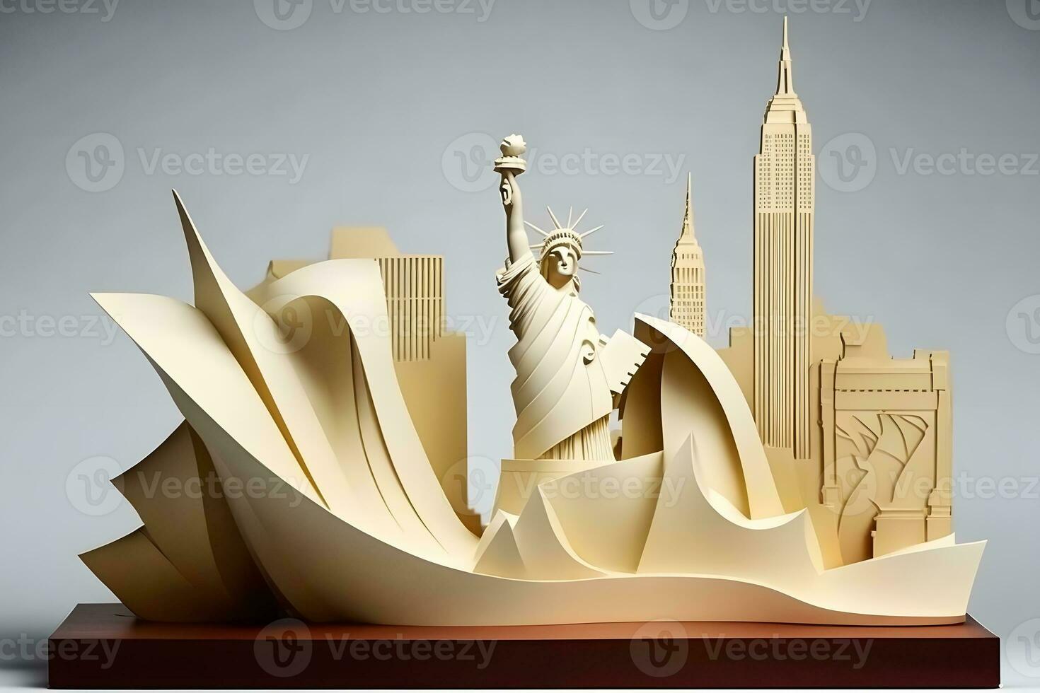 ver de el ciudad de nuevo York desde papel en el estilo de origami. neural red ai generado foto