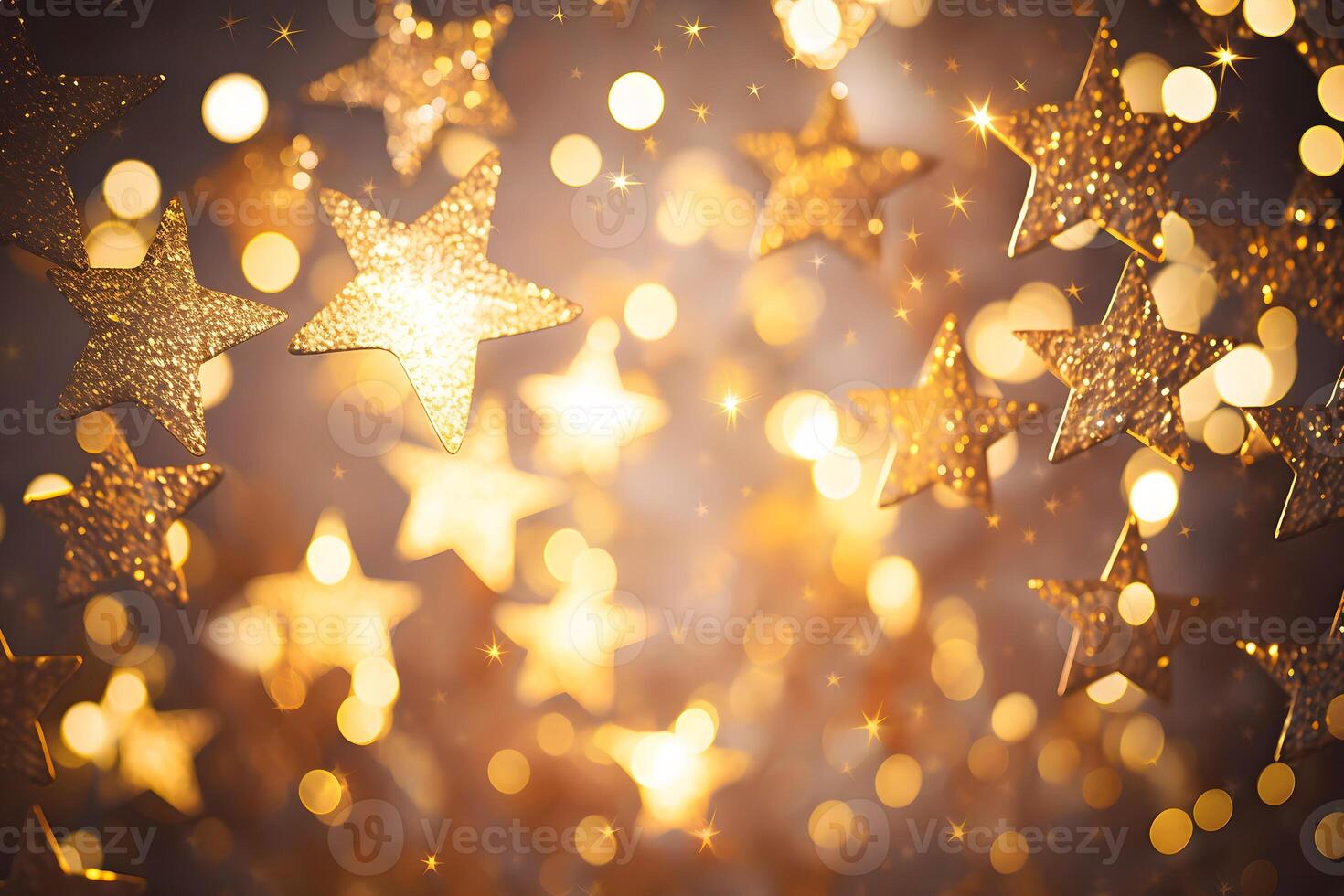 Abstract congratulatory luxury background with golden stars. Neural network AI generated photo