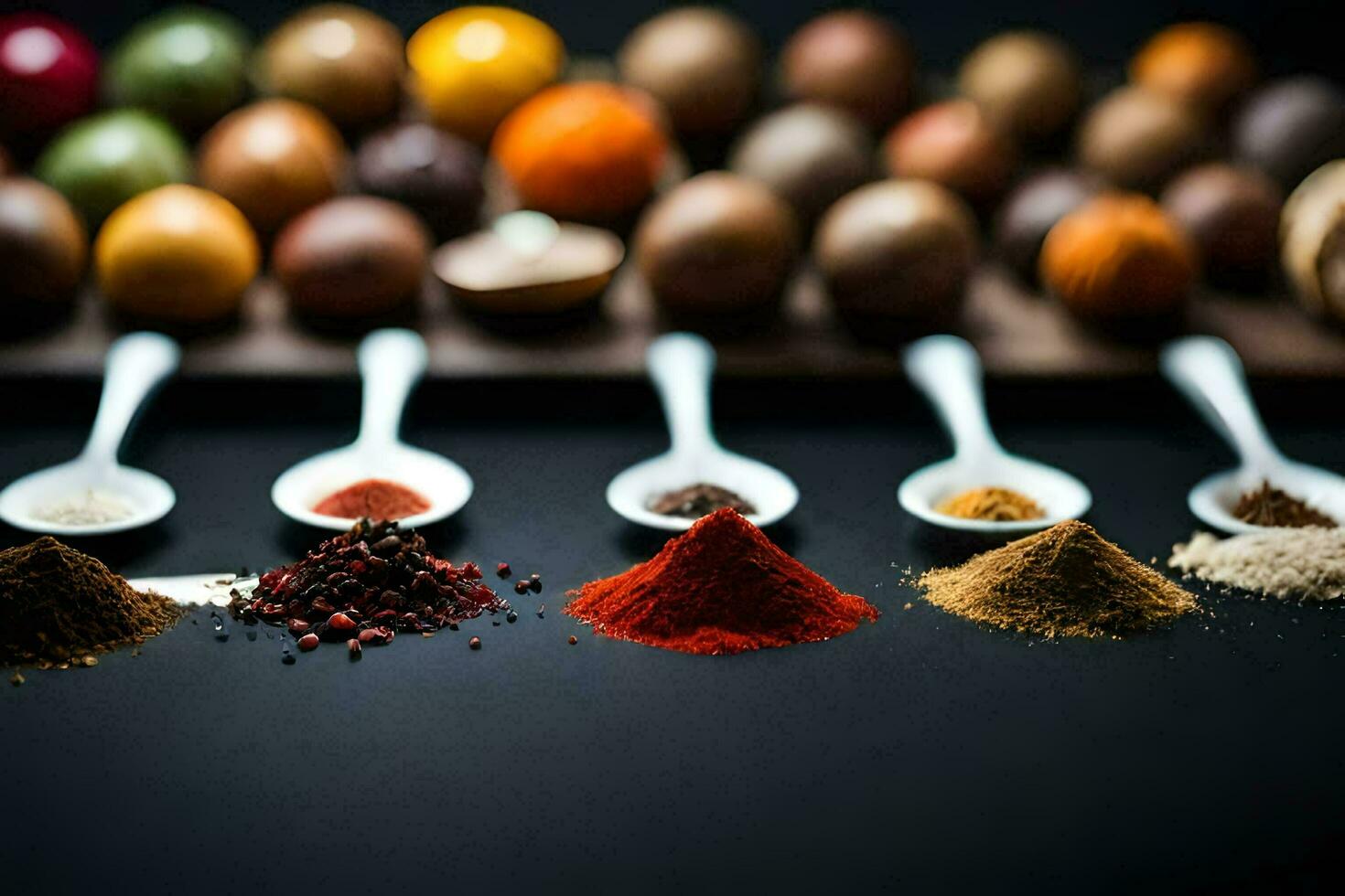 spices and spices on a black background. AI-Generated photo