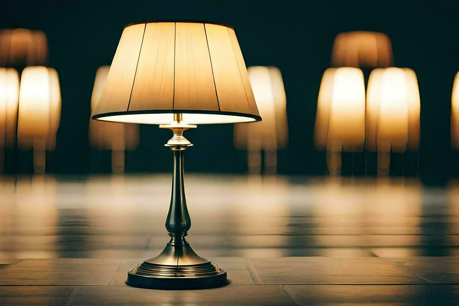 a lamp on a table in front of a dark background. AI-Generated photo