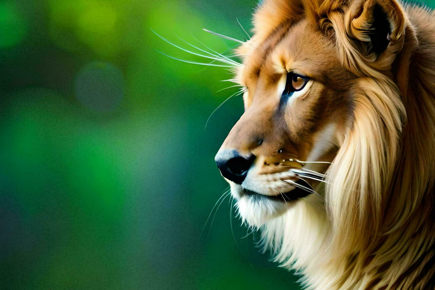 a lion is looking off into the distance. AI-Generated photo