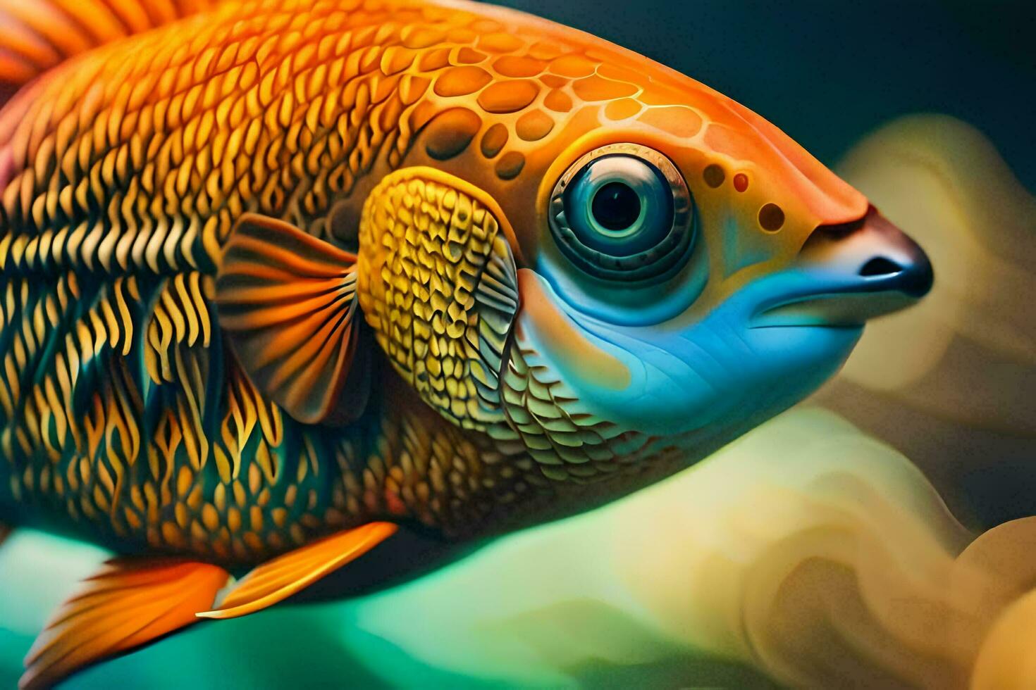 a close up of a fish with a big eye. AI-Generated photo