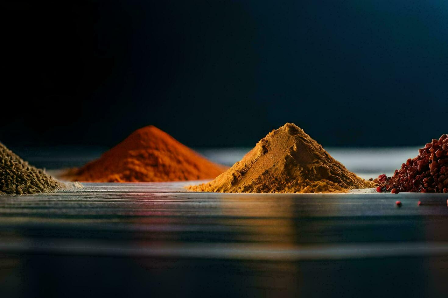 a variety of spices are shown in a row. AI-Generated photo