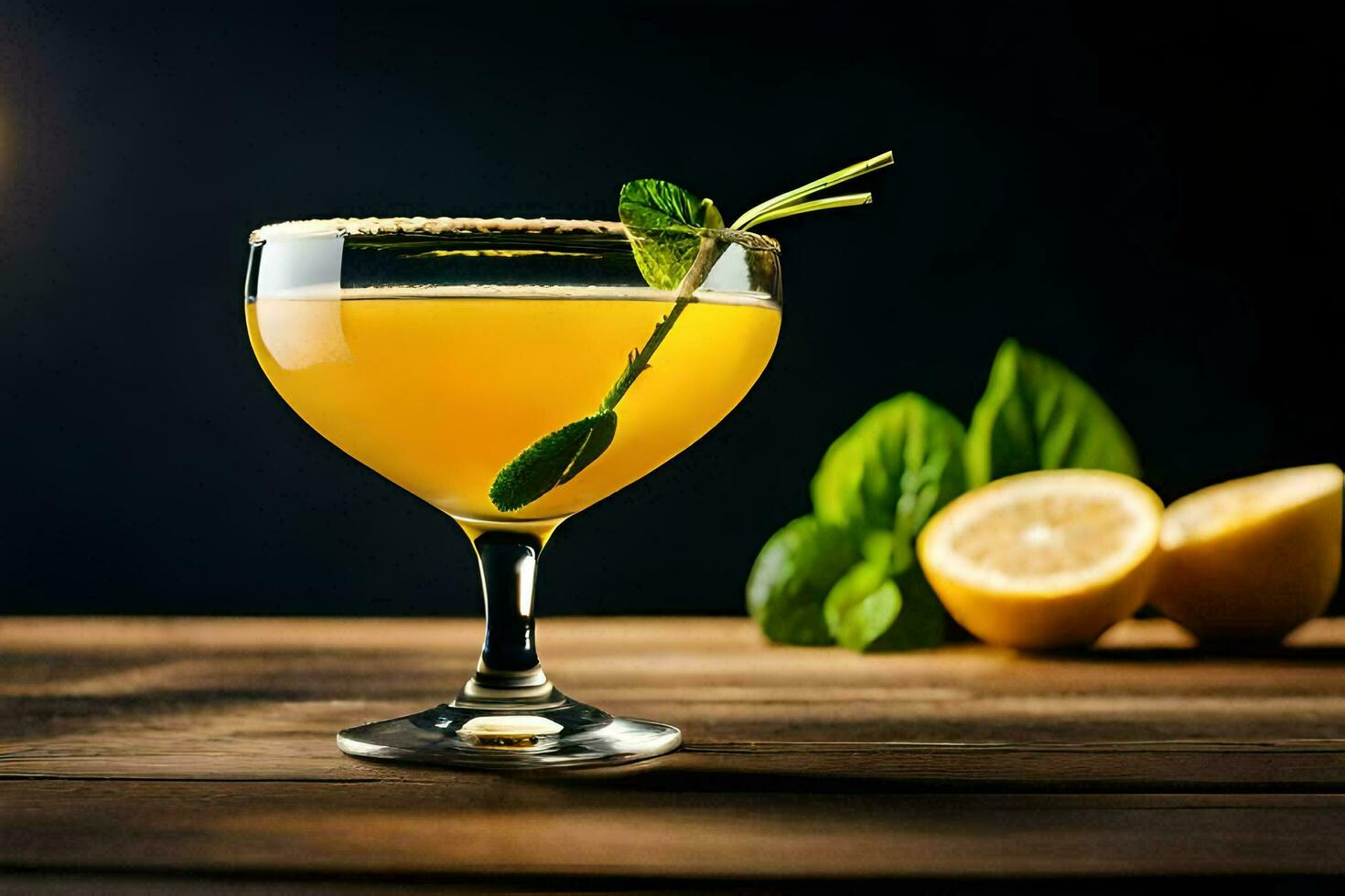 cocktail in a glass with lemon and mint. AI-Generated photo