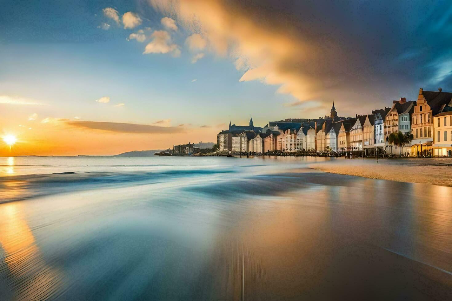 foto fondo de pantalla el cielo, playa, agua, acuarela, el mar, el mar, el. generado por ai