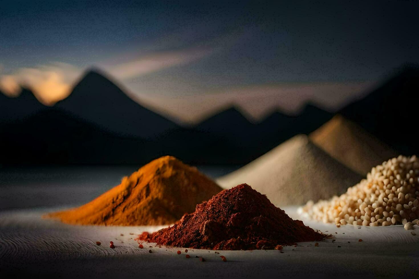 a variety of spices are shown in a pile. AI-Generated photo