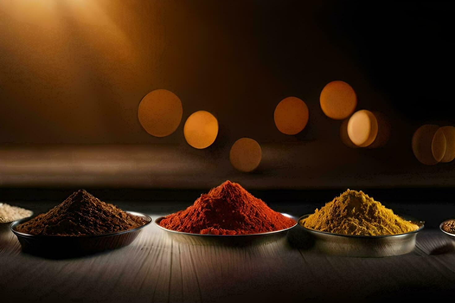 a variety of spices in bowls. AI-Generated photo