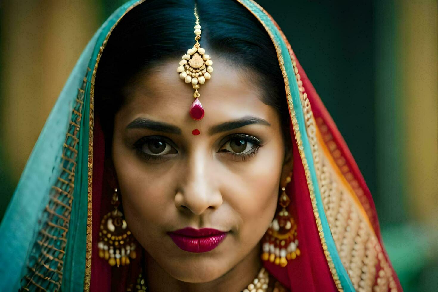 a woman wearing a traditional indian outfit. AI-Generated photo