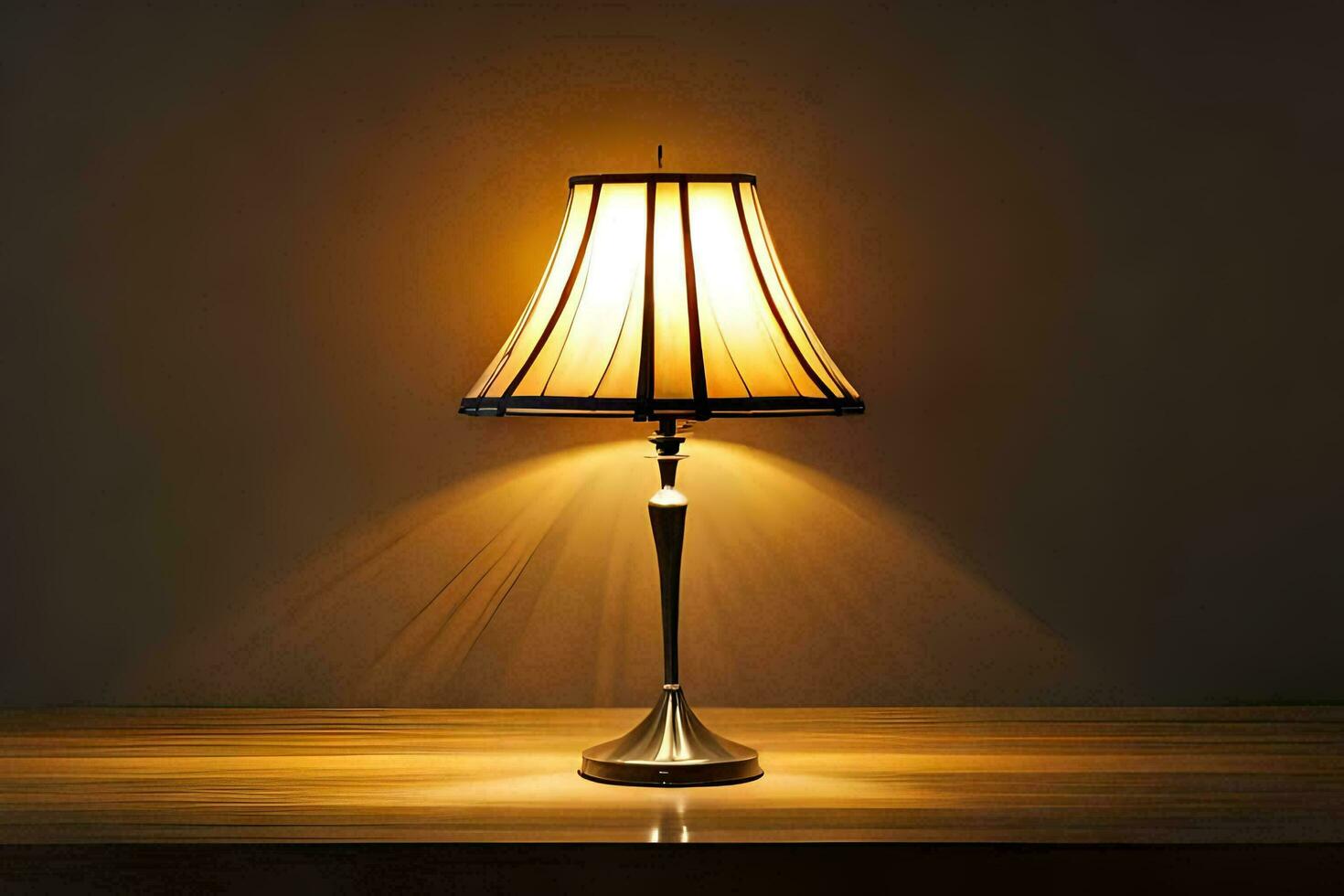 a table lamp on a wooden table. AI-Generated photo