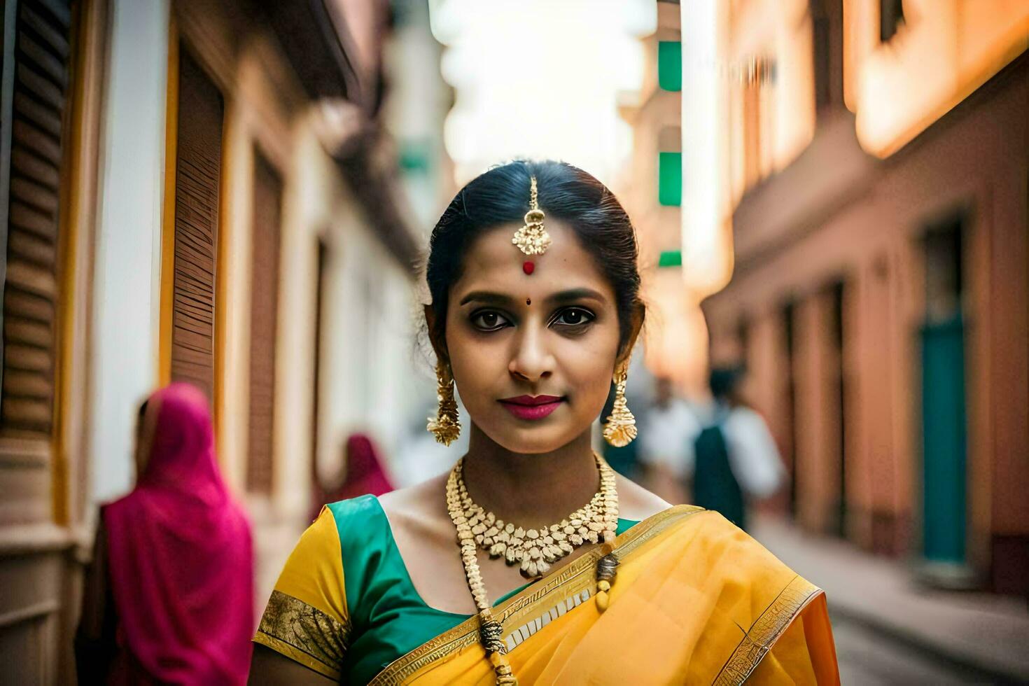 a beautiful indian woman in a sari. AI-Generated photo