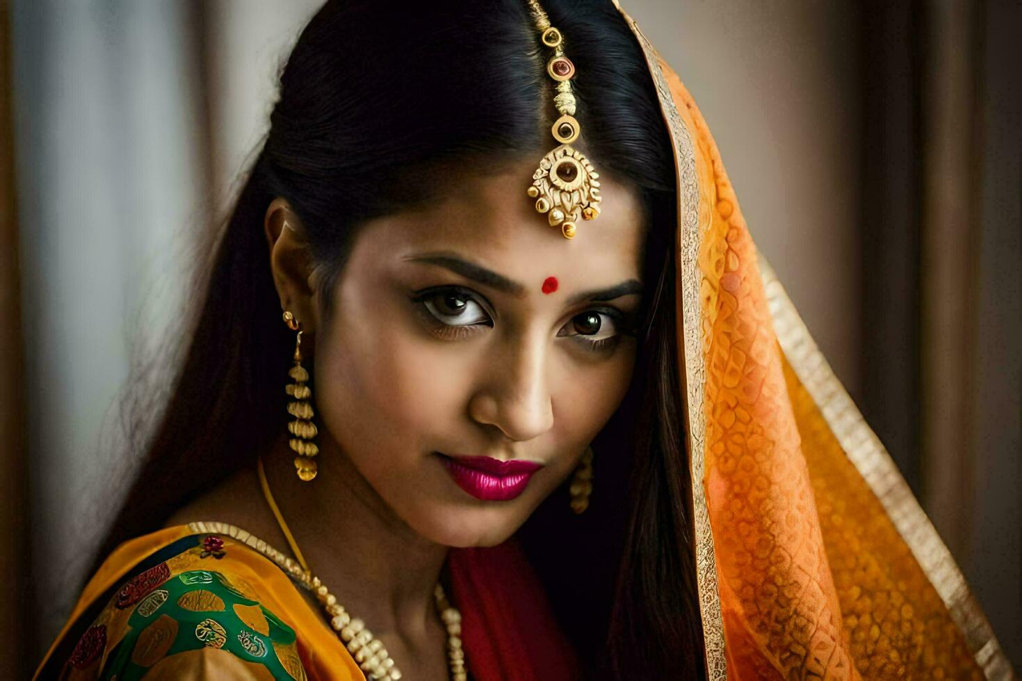a beautiful indian woman in traditional attire. AI-Generated photo