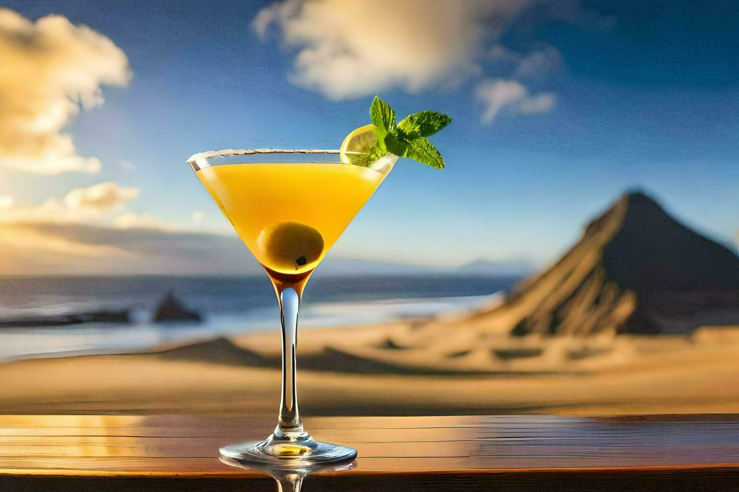 cocktail on the beach. AI-Generated photo