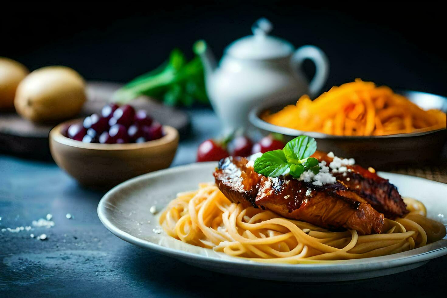 the food is served on a plate with a knife and fork. AI-Generated photo