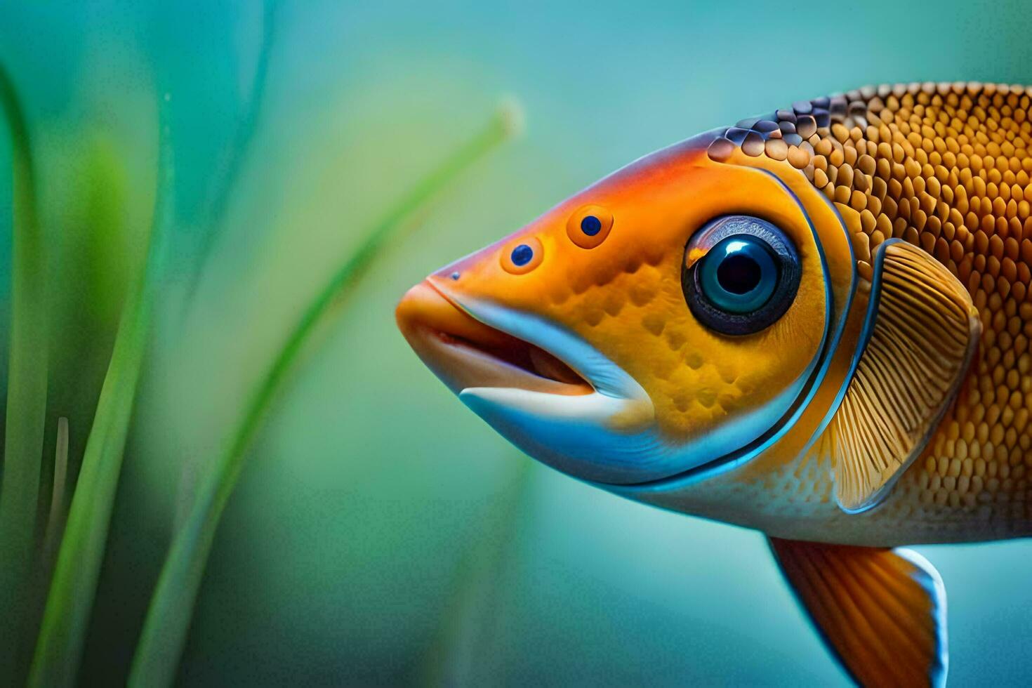 a close up of a fish with big eyes. AI-Generated photo