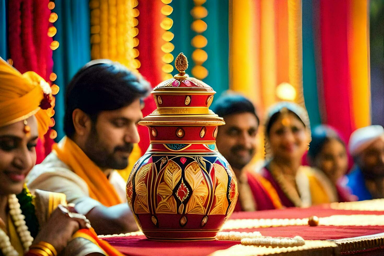 indian wedding ceremony with a vase. AI-Generated photo