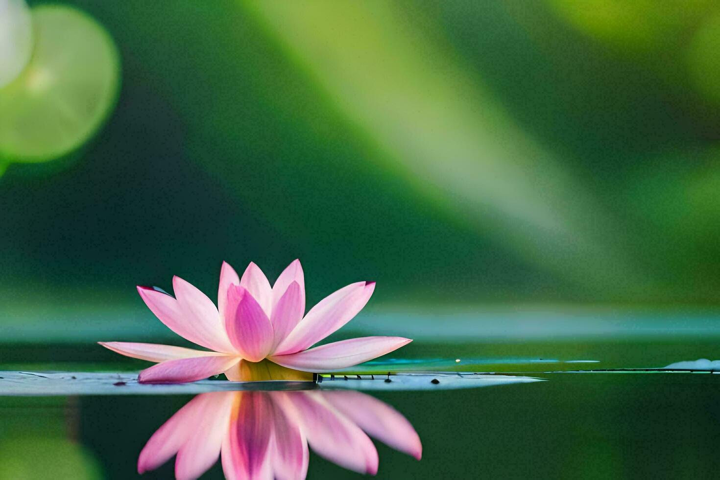 a pink lotus flower floating in the water. AI-Generated photo