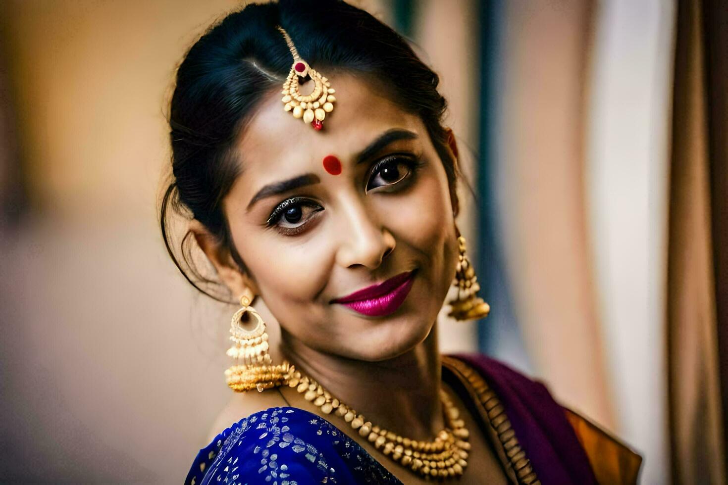 a beautiful indian woman in a sari. AI-Generated photo