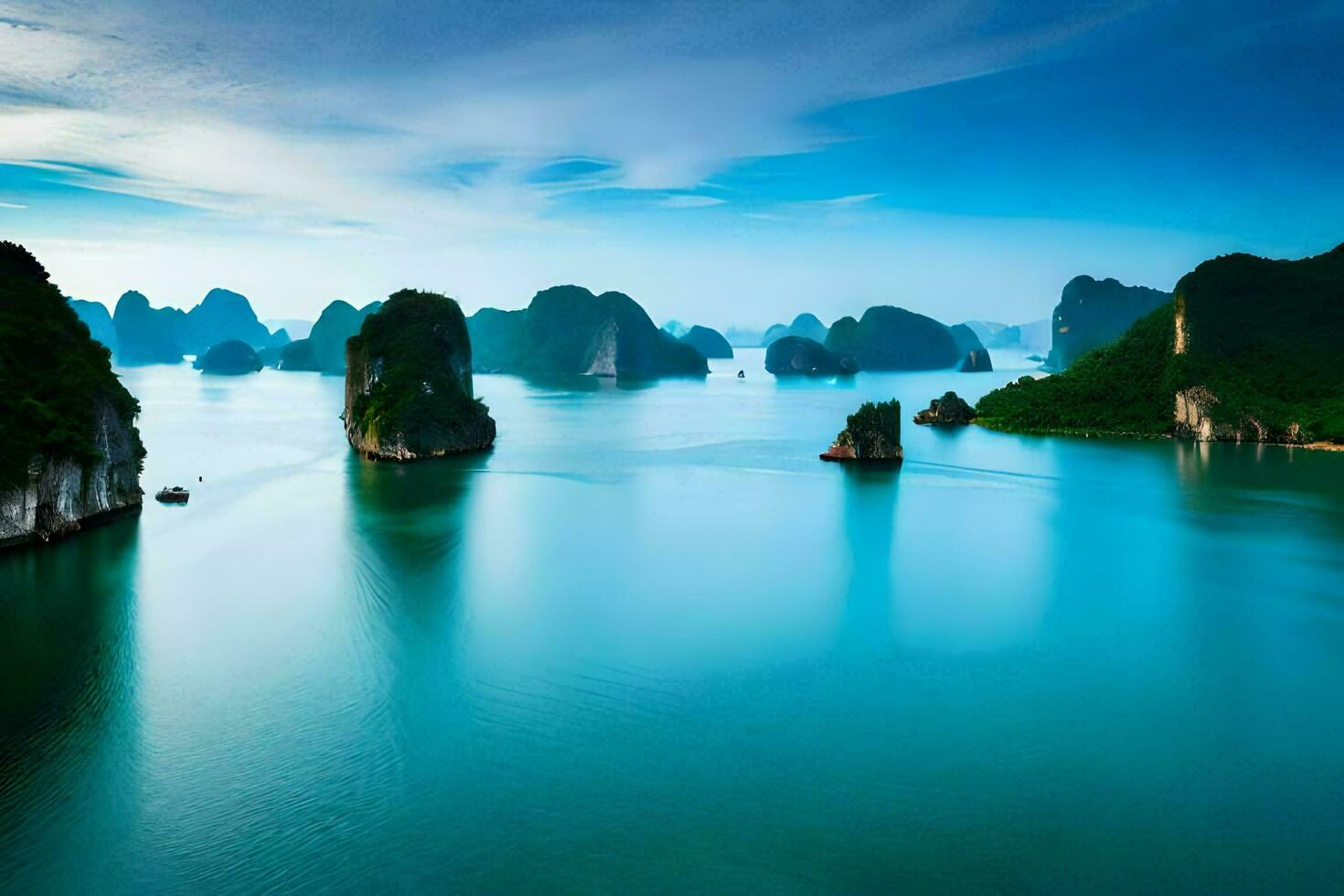 the beautiful landscape of halong bay. AI-Generated photo