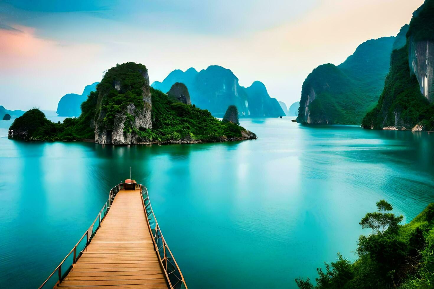 the bridge to ha long bay. AI-Generated photo