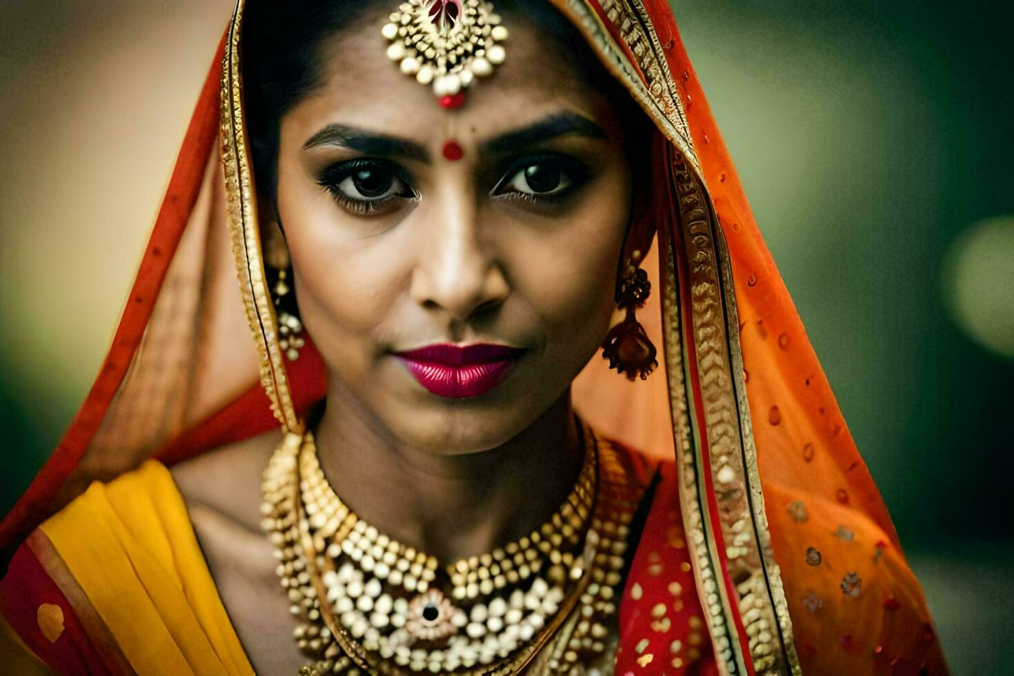 a beautiful indian woman wearing a traditional sari. AI-Generated photo