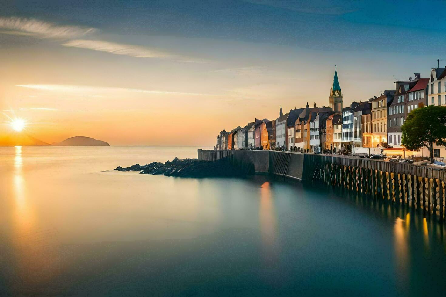 el Dom conjuntos terminado el ciudad de Bergen, Noruega. generado por ai foto