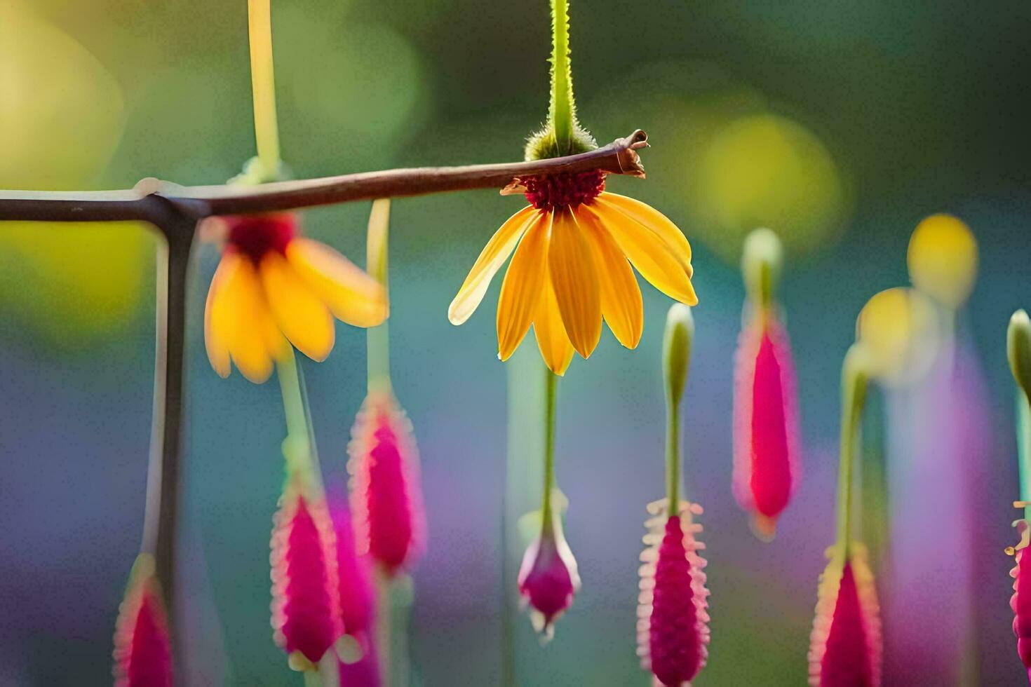 a close up of some colorful flowers. AI-Generated photo