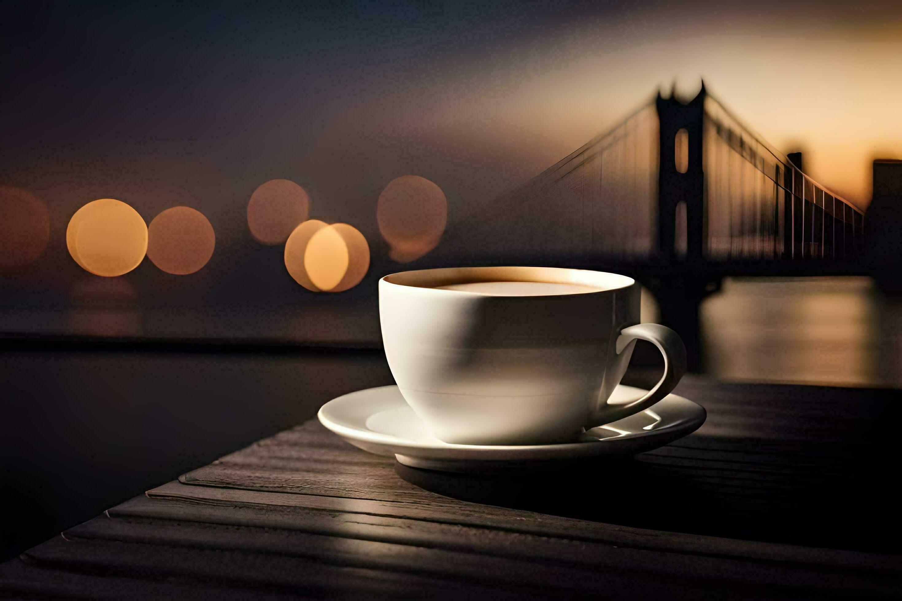 coffee, the city, bridge, hd wallpaper. AI-Generated 31266481 Stock