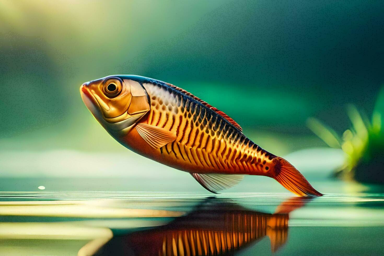 a fish is floating in the water. AI-Generated photo