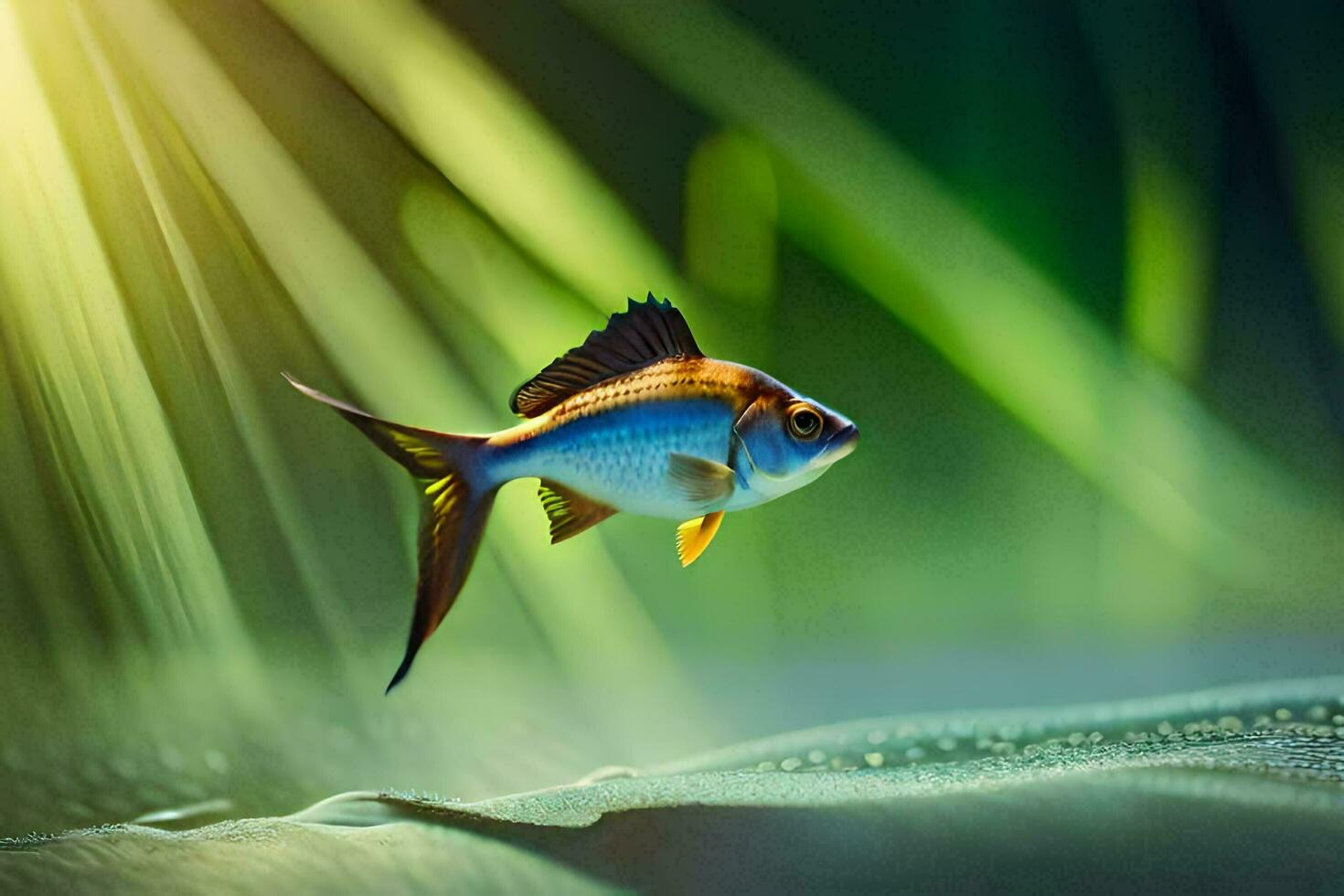 un pescado es nadando en el agua. generado por ai foto