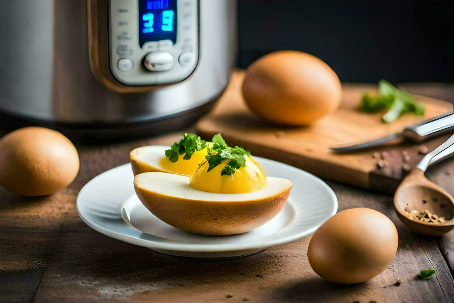 the instant pot is the perfect tool for making a quick and easy egg dish. AI-Generated photo